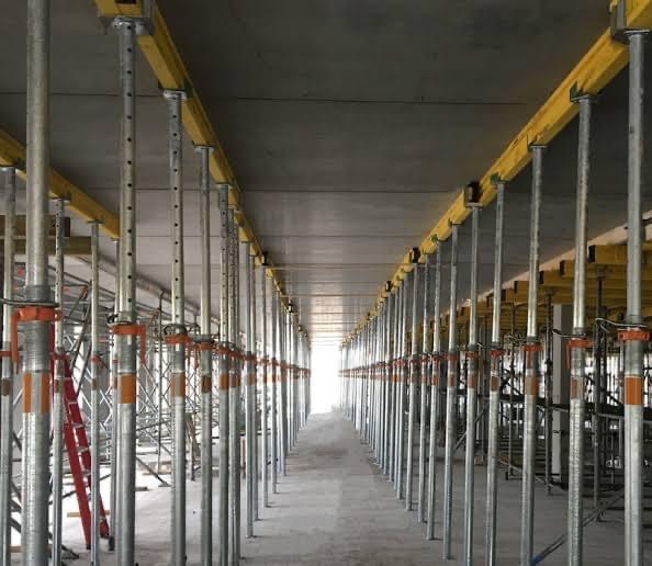 How do adjustable steel props compare to traditional scaffolding?